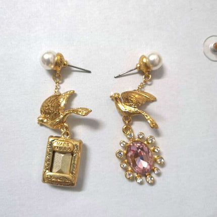 Luxury Vintage Pearl Crystal Dove Earrings For Women - Wnkrs