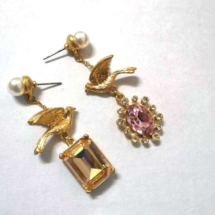 Luxury Vintage Pearl Crystal Dove Earrings For Women - Wnkrs