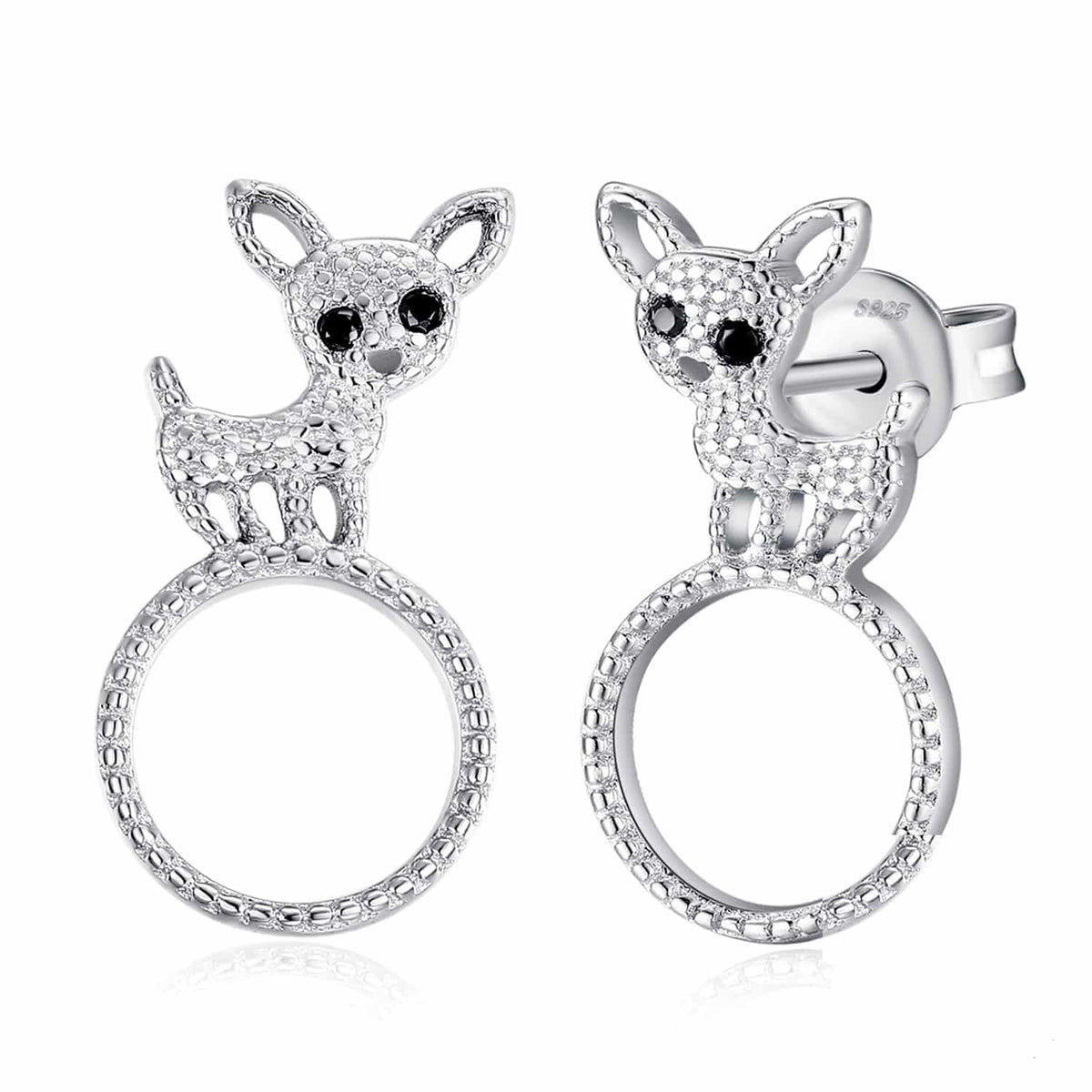 Crystal Dog Stud Earrings