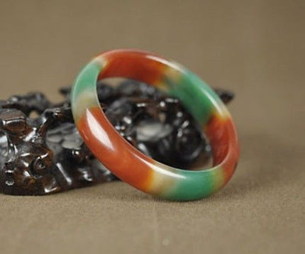 Natural Red and Green Jade Bangle Bracelet - Wnkrs