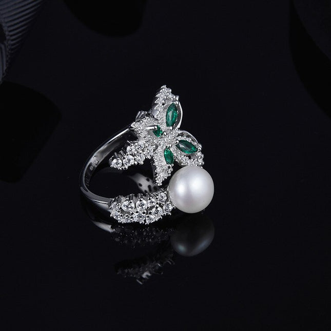 Natural Pearl 925 Sterling Silver Luxury Butterfly Ring - Wnkrs