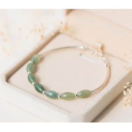 Oval Jade Silver Charm Bracelet - wnkrs