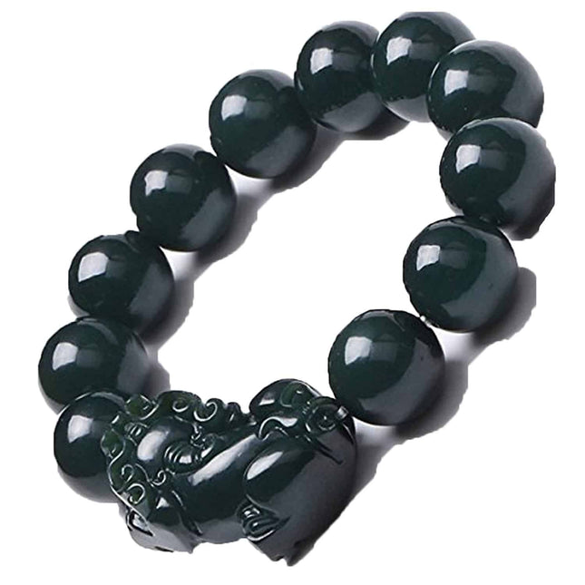 Feng Shui Style Dark Green Jade Bracelet - wnkrs
