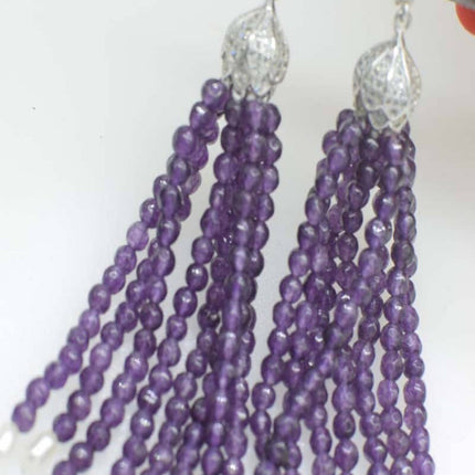 Green Jade Tassel Drop Earrings - Wnkrs