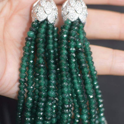 Green Jade Tassel Drop Earrings - Wnkrs