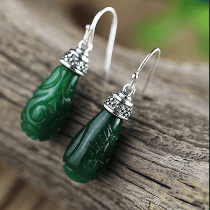 Ethnic Green Jade Earrings - wnkrs