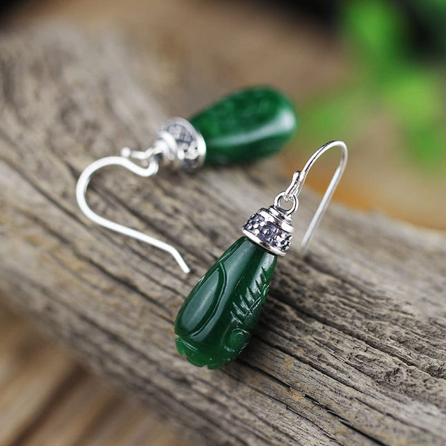 Ethnic Green Jade Earrings - wnkrs