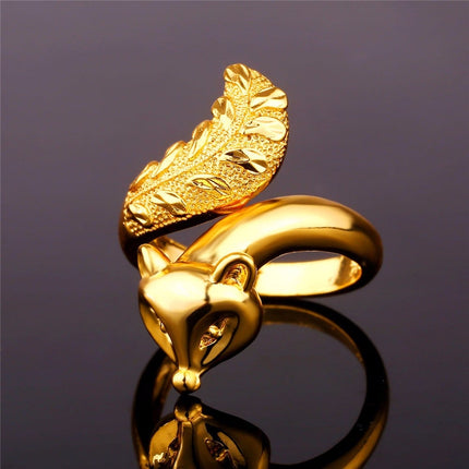 Cute Fox Design Women's Bypass Ring - Wnkrs