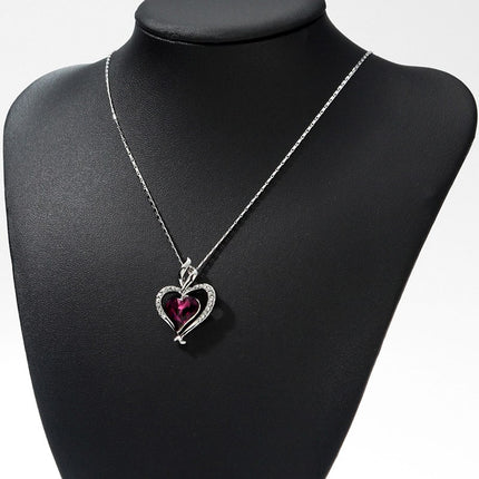 Lovely Rhinestone Heart Women’s Pendant Necklace - Wnkrs