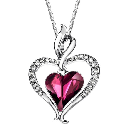 Lovely Rhinestone Heart Women’s Pendant Necklace - Wnkrs