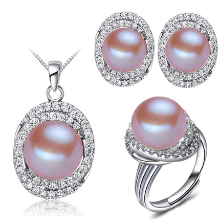 Elegant Big 925 Silver Pearls Women's Jewelry 4 pcs Set - Wnkrs