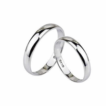 Classic Minimalistic Polished Silver Couple Rings - Wnkrs