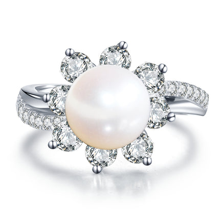 14K White Gold Wedding Pearl Ring for Women - wnkrs