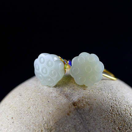 White Jade Flower Enamel Earrings - wnkrs