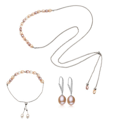 Fashion Long 925 Silver Pearls Women's Jewelry 4 pcs Set - Wnkrs