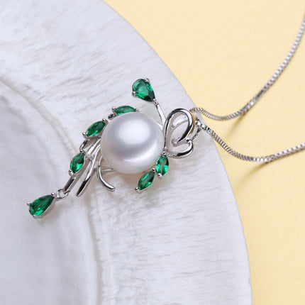 925 Silver Pearls Women's Jewelry with Emerald 4 pcs Set - wnkrs