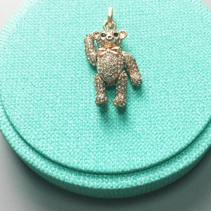 Pure Rhinestone Decorated Teddy Bear Pendant - wnkrs