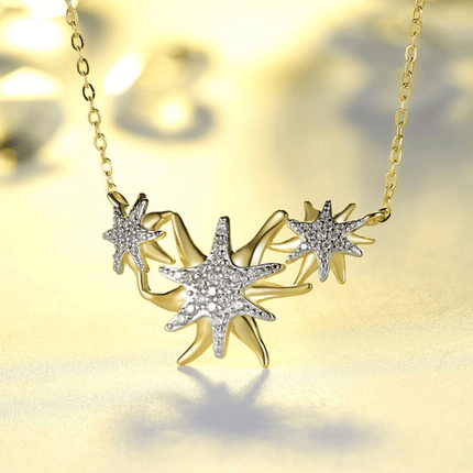 Zircon Sea Starfish Design Women's Statement Necklace - Wnkrs
