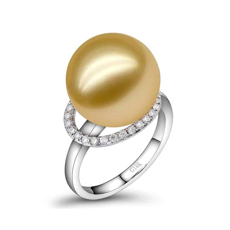 Lovely 14K White Gold Pearl Ring for Women