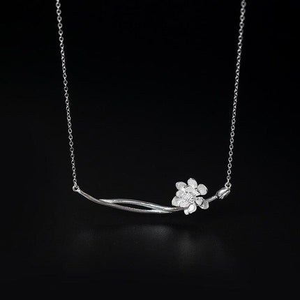 Elegant Romantic Lotus Shaped Silver Pendant Necklace - Wnkrs