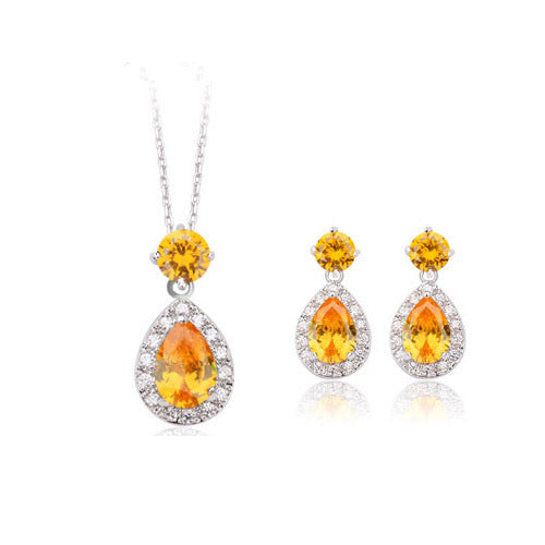 Women's Water Drop Shaped Pendant Necklace and Earrings Set - Wnkrs