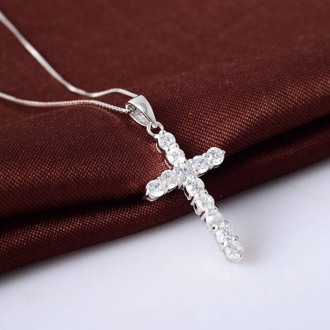 Women's Cubic Zirconia Cross Necklace - wnkrs