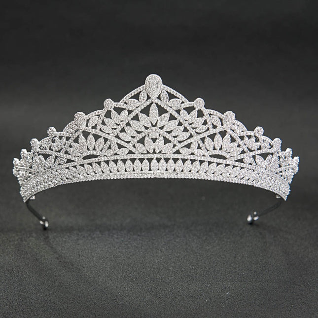 Classic Cubic Zirconia Bridal Silver Tiara - wnkrs