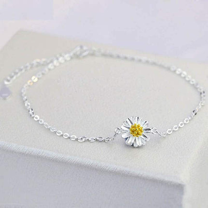 Cute Silver Anklet with Daisy Flower - wnkrs