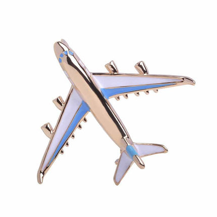 Cute Airplane Shaped Shiny Metal Brooch - Wnkrs