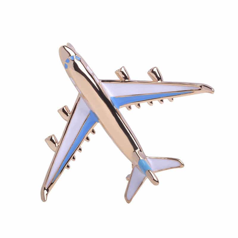Cute Airplane Shaped Shiny Metal Brooch