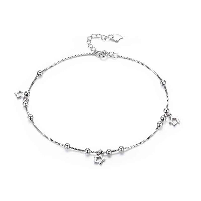 Silver Anklet with Star Charms - wnkrs