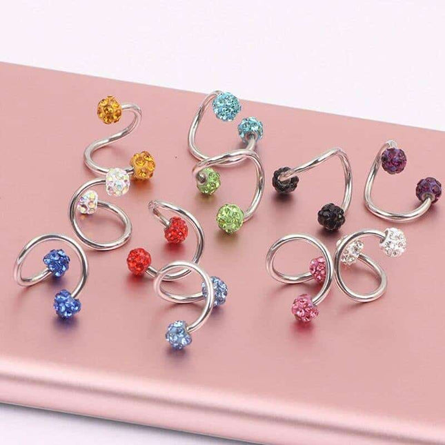 Crystal Double Balls Piercing