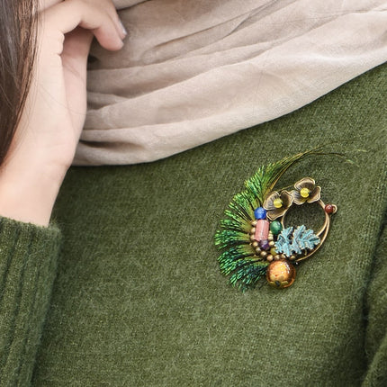 Handmade Boho Style Peacock Feather Brooch - wnkrs