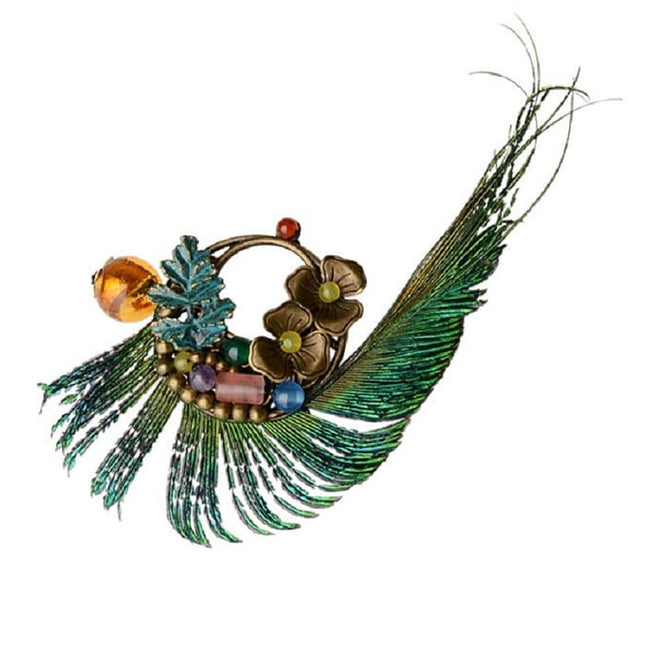 Handmade Boho Style Peacock Feather Brooch - wnkrs