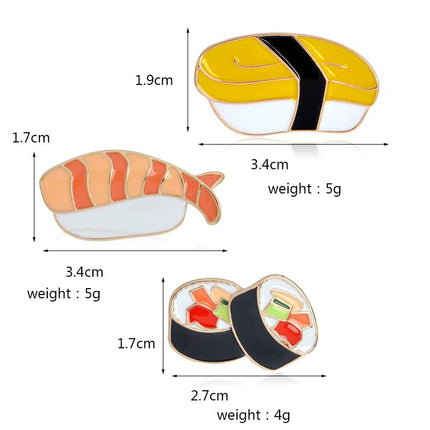 Women's Sushi Shaped Brooches 3 pcs Set - wnkrs