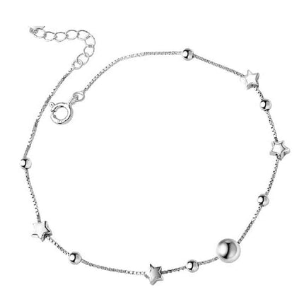 Cute Silver Anklet with Small Stars - wnkrs