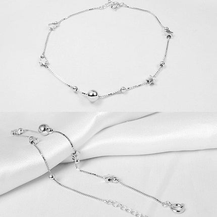 Cute Silver Anklet with Small Stars - wnkrs