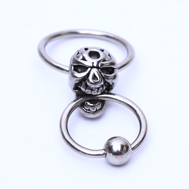 Skull with Hoop Body Piercing Jewelry - wnkrs