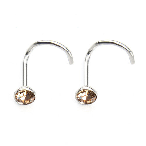 Fashion Rhinestone Stainless Steel Nose Piercing Jewelry - Wnkrs