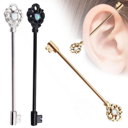 Fashionable Key Style Ear Industrial Barbell Piercing - Wnkrs