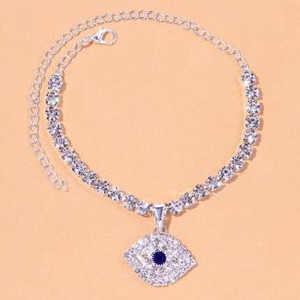 Bohemian Rhinestone Blue Evil Eye Anklet - Wnkrs