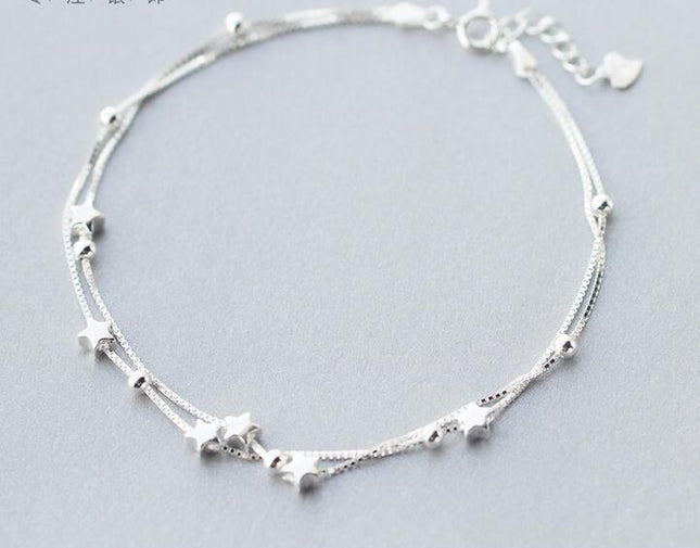 Two-Layers Silver Anklet - wnkrs
