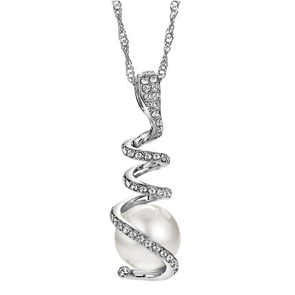 Elegant Women’s Pendant with Rhinestones & Simulated Pearl - Wnkrs