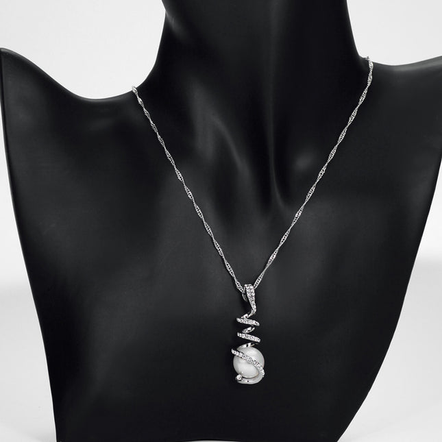 Elegant Women’s Pendant with Rhinestones & Simulated Pearl - Wnkrs