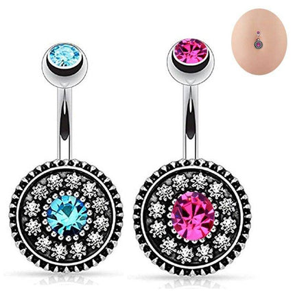 Belly Button Crystal Round Rings - Wnkrs