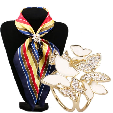 Butterflies and Flowers Crystal Scarf Brooch - Wnkrs