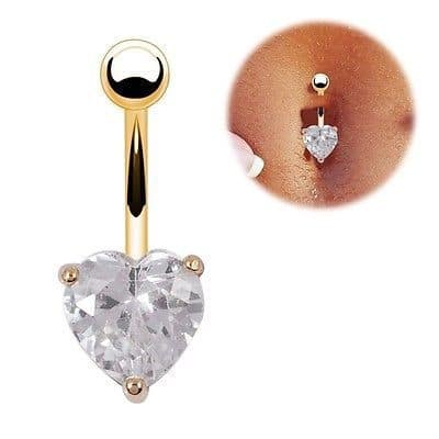 Crystal Heart Belly Ring - Wnkrs