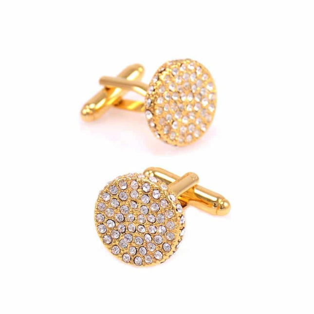 Men's Round Crystal Patterned Cuff Links - Wnkrs