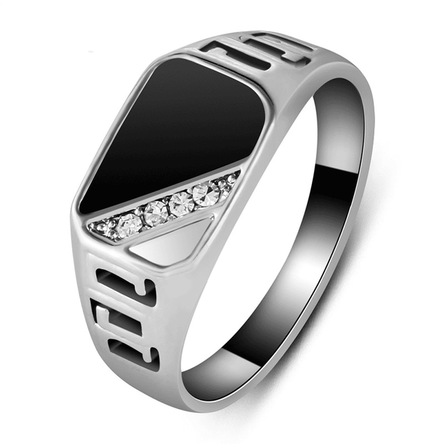Men's Fashion Black Enamel Finger Ring - Wnkrs