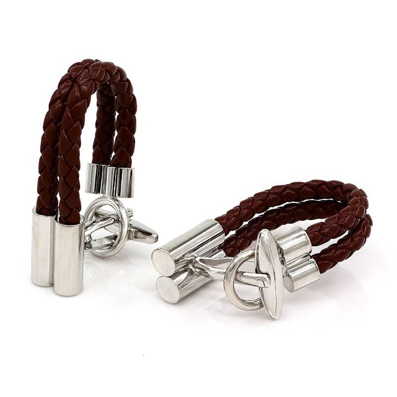 Men's Large Leather Cufflinks